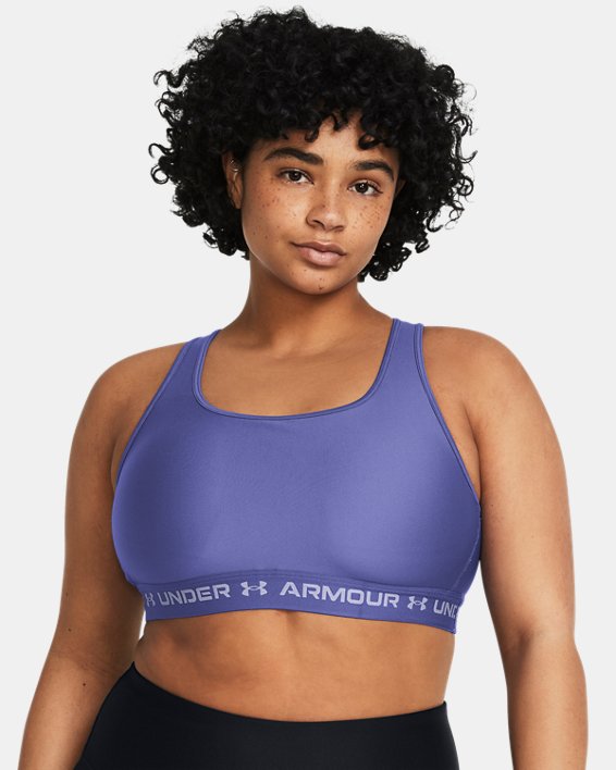 Women's Armour® Mid Crossback Sports Bra in Purple image number 3